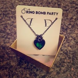 Crowned emerald heart necklace